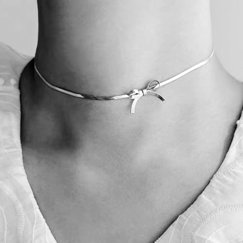 Jude Jewelers Stainless Steel Snake Chain Style Bowtie Knot Collar Necklace4
