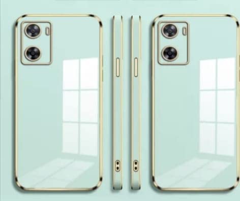 Image of Apurb Store for Oppo A77 5G Plating Square Gold Frame Phone Case Luxury Soft Silicone Back Cover (for Oppo A77 5G, Mint Green)
