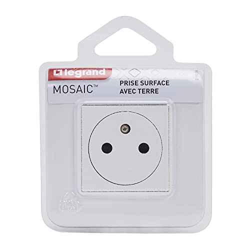 Prise de courant surface Legrand Mosaic blanc brillant lot de 2