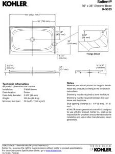 Technical drawing of Kohler K-9055-0 Salient Shower Base dimensions