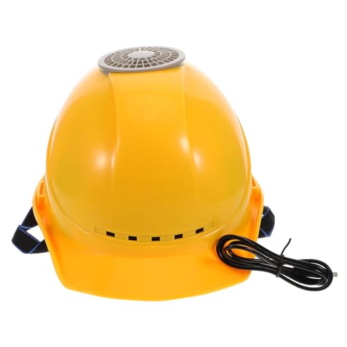 HEALSOPTHY Elmetto Di Sicurezza Con Ventilatore Usb Per Raffreddamento Caschetto Antinfortunistico Ventilato e Protettivo Per Lavori Estivi e Attività All Aperto Colore Giallo