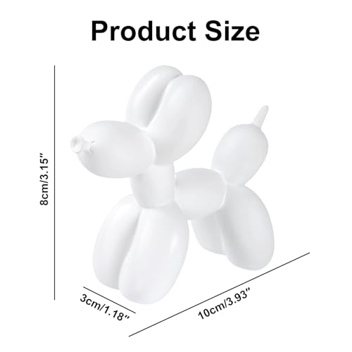 Figura decorativa de perro globo blanca miniatura 2