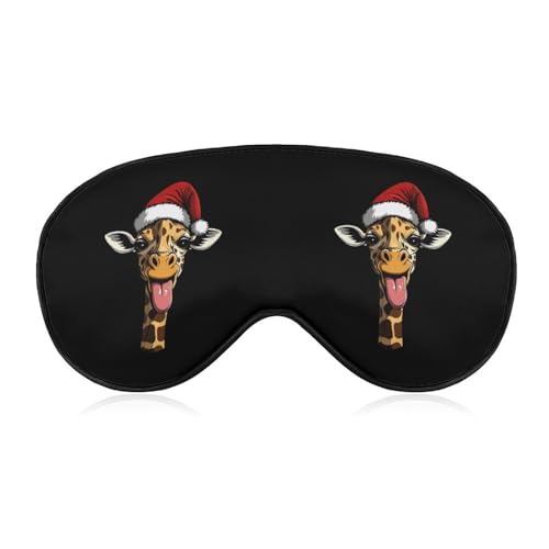 Santa Giraffe Sleep Mask Eye Shade Cover Adjustable Strap for Travel Lunch Break Women Men
