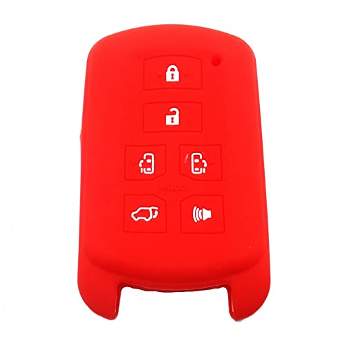 スマートキーケース スマートキーカバー トヨタ TOYOTA SIENNA 6ボタン 両側スライドドア 2011-2018年式車用 シリコン 傷防止 キーホルダ リモコンケースリ モコンカバー 鍵ケース プレゼント (SIENNA赤)