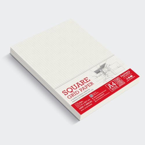 Image of PaperO A4 Square Loose Leaf Grid Paper | 100 GSM | 100 Sheets | Graph Paper Refill Sheets for Artists, Designers, Architects, Engineers, Drawing & Sketching | Size (21 x 29.7 cm) | (A4 Pack of 2)