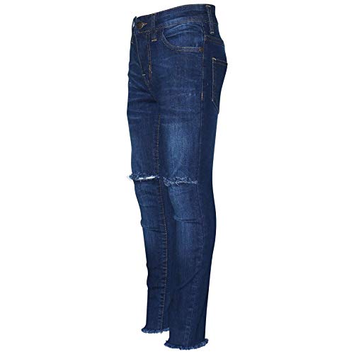 Kids Girls Stretchy Denim Ripped Faded Skinny - Jeans JN33 Dark Blue._7-83