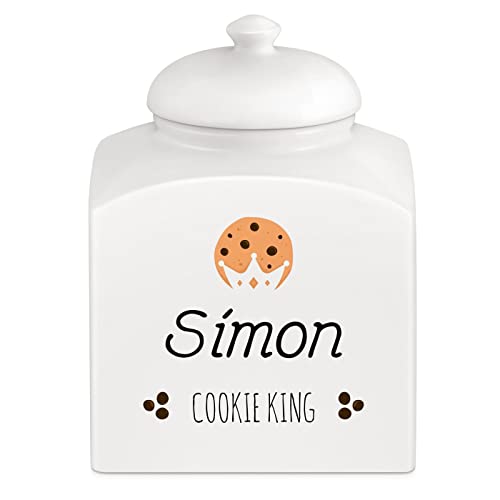 Maverton Overprinted Cookie Jar for man - Kitchen Container with Lid - Ceramic Candy Container for Birthday - Storage Jar for Biscuits - Accessory for him - Solid Food Storage - KING