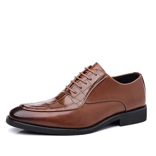 Santimon Men's Classic Dress Shoes Crocodile Embossed Formal Lace-Up Oxford Shoes for Business, Weddings & Office2