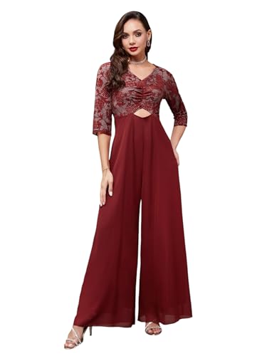 Image of Miss Chase Women's Keyhole Neck Regular Sleeve Regular Length Jumpsuit with Pockets