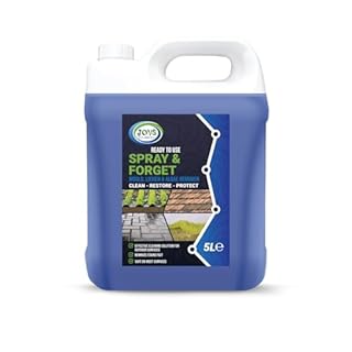 JOVS Spray and Forget 5 Litre Mould, Lichen, Algae & Moss Remover - Powerful Outdoor Surface Cleaner for Patios, Decking, Driveways, Walls, Fences and Rooftops.