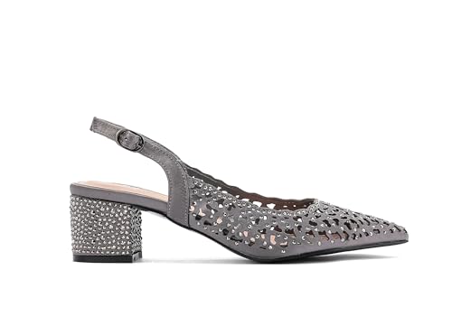 Lady Couture DONNA Rhinestone Satin Block Heel Slingback