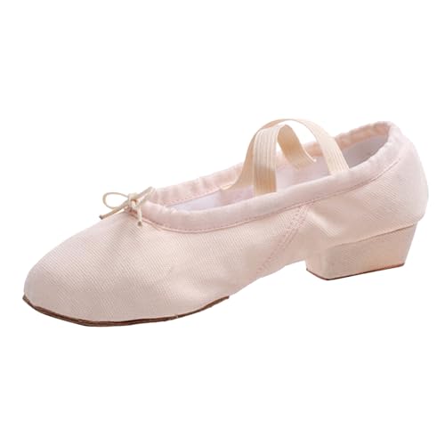 Zapatillas de mujer de lona, zapatos de danza, suela suave, zapatos de entrenamiento, zapatillas de ballet, sandalias de danza, zapatos casuales, beige, 42 EU