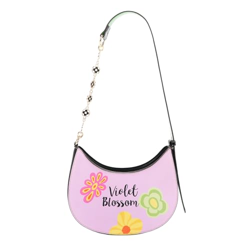 Nicole Lee Violet Blossom Shoulder Bag, Vegan Leather, Beaded Applique4