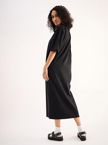 Image of SASSAFRAS Women Black Oversized T-Shirt Dress -L