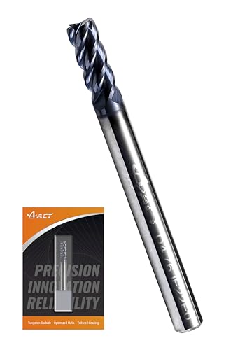 Image of ACCUCUT I4KES 3 /16 inch Carbide Square End Mill - 4 Flute Milling Bit for Steel, Forge Steel, Copper, Alloys & Materials < HRC 50-45 Degree Helix, AlTiCrN Coating CNC Router Bit