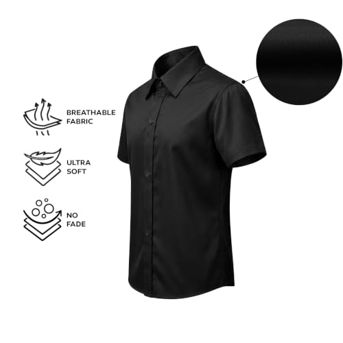 Image of Lilax Boys Classic Short Sleeve Button Down Casual Solid Dress Shirt