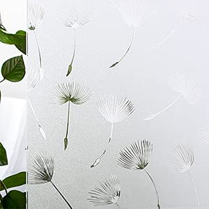 Image of CottonColors Window Film, Blindfold Sheet, Window Glass Film, Stained Glass, Repositionable, UV Protection, 35.4 x 78.7 inches (90 x 200 cm), No Glue DIY 055 Dandelion