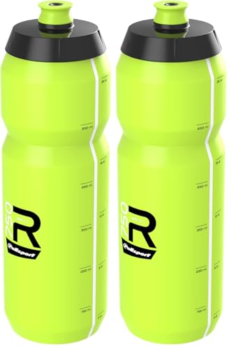 Polisport 8646300005 - Bidón R Collection R750 de Ciclismo de 750ml Botella de Agua para Ciclistas Bicicleta Sin BPA en color verde lima (Paquete de 2)
