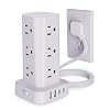 Power Strip Tower Surge Protector, 6FT Flat Plug Extension Cord with Multiple Outlets, 12 AC Outlets 4 USB (2 USB C), Desktop Charging Station with Surge Protection for Home Office Dorm Room, White