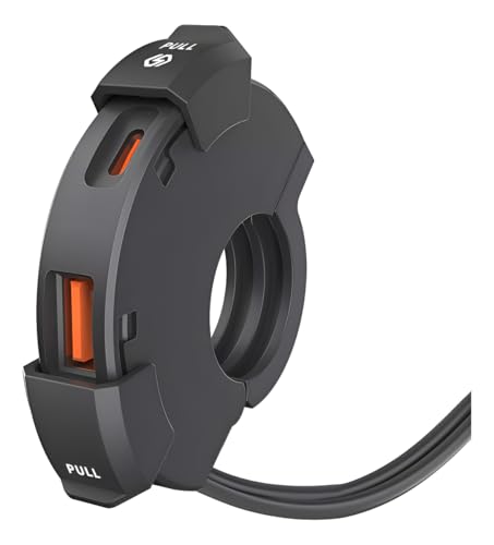 Carregador de Moto USB + Tipo-C Extractme QC3.0 48W à Prova d’Água IP65 | Dupla Saída Rápida PD | Suporte de Guidão Reforçado | Ideal para Celulares, GPS e Acessórios – Preto