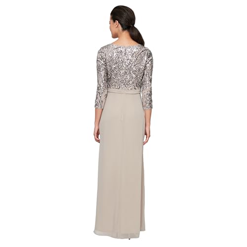Image of Alex Evenings Womens Long Lace Top Empire Waist Dress