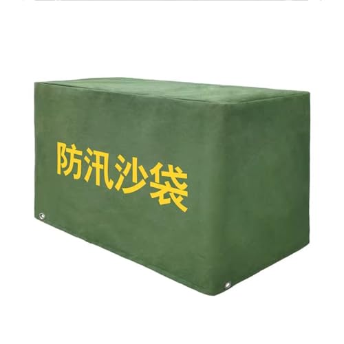 Barrera contra inundaciones con sacos de arena y lona impermeable exterior