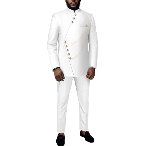 African Suit for Men Attire Dashiki Attire Fashion Slim Fit Wear 2 Piece Set Formal Wedding Outfits