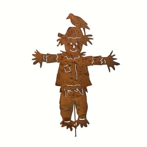 Qeunrtiy Estaca de espantapájaros de metal para jardín, otoño, Halloween, Acción de Gracias, decoración exterior, escultura espantapájaros para terraza