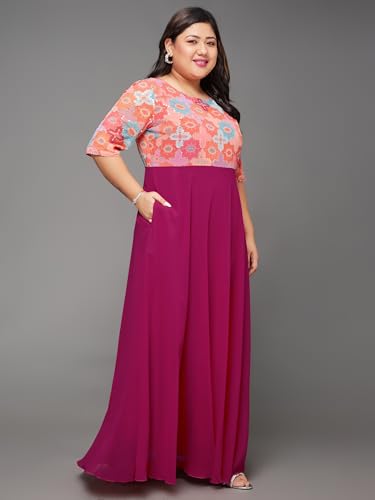 Image of Miss Chase A+ Women's V-Neck Three-Quarter Sleeve Floral Wrap Chiffon Midi Dress