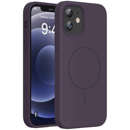 Image of Miracase Magnetic for iPhone 12 Case /iPhone 12 Pro Case, [Soft Anti-Scratch Microfiber Lining], Compatible with MagSafe, Liquid Silicone Shockproof Drop Protection Phone Case for 12 /12 Pro,Dark Purple