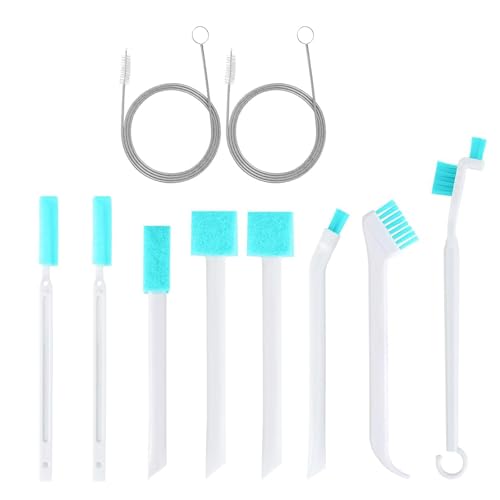 kokdid Juego de 10 cepillos de limpieza para máquinas de hielo para huecos y esquinas con gancho de ganchillo de doble extremo, juego de cepillos de limpieza para detalles