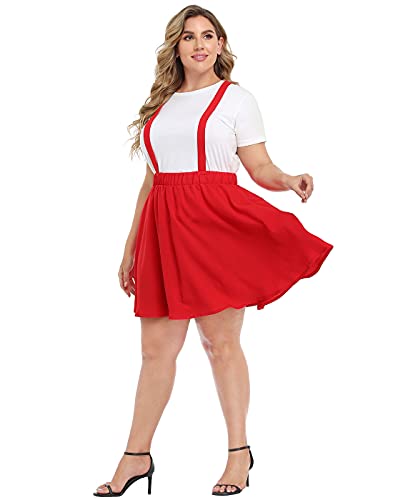 HDE Plus Size Suspender Skirt 1X-4X Elastic Waist Overall Pinafore Skater Skirts4