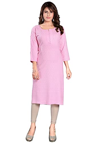 Image of DREAM & DZIRE Chikankari Kurti for Women of Cotton in Plus Size & Small Size.