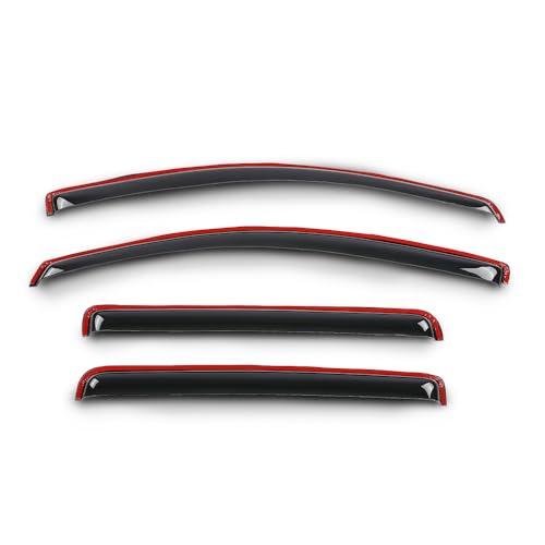 Image of PIT66 in-Channel Window Rain Guards Compatible with Chevy Colorado Crew Cab 2023 2024 2025, Fit GMC Canyon Crew Cab 2025, Not Fit Ext /Double Cab Window Deflectors Vent Visors Smoke 4 PCS