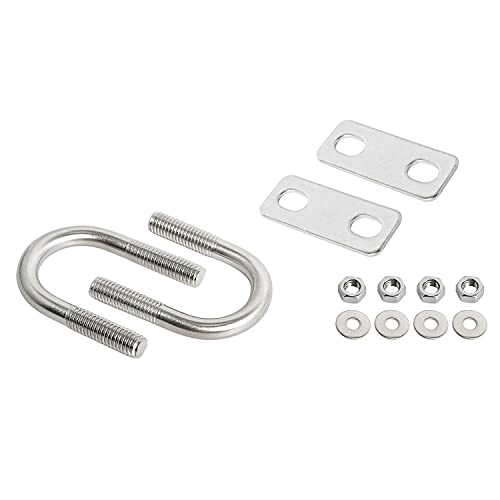 Image of Round U-Bolts 0.98inch(25mm) Inner Width M8 Thread 304 Stainless Steel Silver with Plates Nuts Flat Washers for CarRVTrailer Bumper, 2Pcs, M8x25mm