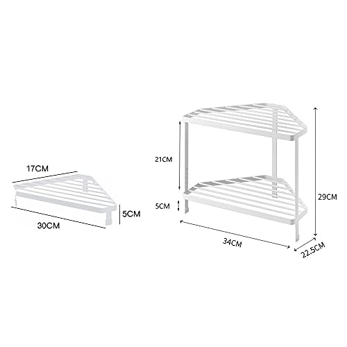yafuren T & RIANGLESTORAGE rek keuken einde wiel 2-laags pot rek opslag regenrek, keuken organisator (kleur : White L) - Image 8