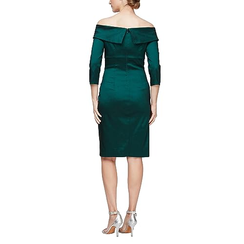 Image of Alex Evenings Women's Short Taffeta Portrait Collar Dress (Missy Petite Plus)