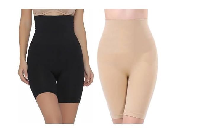 Women's Tummy Control Seamless Slimming Body Black, Cream Shaper for Waist, Belly and Back Support (Pack of 2)-image-15