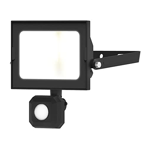4lite Motion Sensor Floodlight (Black) 2550lm IP65 Rated Compact LED Integrated 30W Flood Light - 4L2/1016-4Yr Guarantee