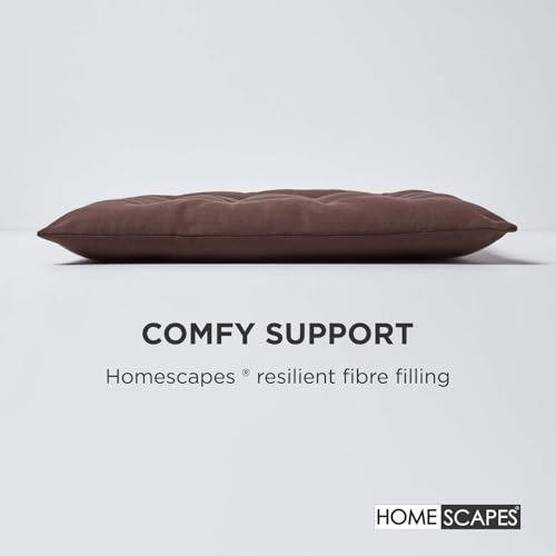 HOMESCAPES Chocolate Brown Seat Pads for Dining Chair, Set of 4 100% Cotton Chair Pads with Straps, 40x40 cm