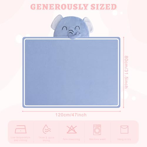Image of Cute Animal Hooded Baby Towel Soft Coral Fleece Baby Towels with Hood Toddler Bath Towel Large 27 x 55 Inch Ultra Absorbent Hooded Bath Towels for Babies Baby Bath Towel（Blue