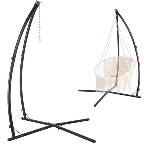 AthLike Hammock Swing Stand, Hanging Chair C-Stand, Outdoor Solid Steel Heavy Duty Stands Only Construction w/Buckle & Spring Hook, for Indoor, Air Porch, Tree Tent, Lounger, Patio, Deck, Yard 330 lbs