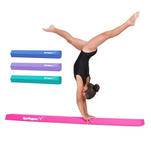 Springee 6ft Floor Balance Beam - Extra Firm - Portable Vinyl Folding Gymnastics Beam Bar for Home for Kids Gymnast - Pink