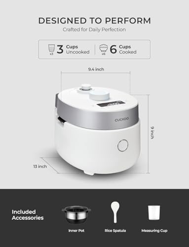 CUCKOO CRP-MHTR0309F | 3-Cup (Uncooked) Twin Pressure Induction Heating Rice Cooker | 11 Menu Options: High/Non-Pressure & More, Made in Korea | White, 3 Cups - Image 3