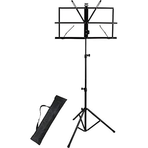 iGadgitz Xtra U6984 Metal Portable Sheet Music Stand Folding Music Holder with Carry Bag - Black Cover