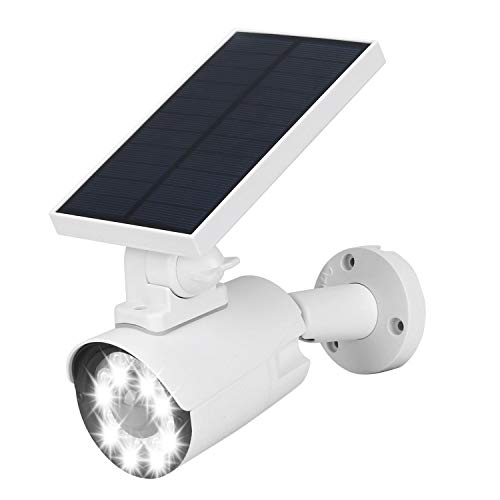 Luces de Seguridad con Sensor de Movimiento Solar, Richarm Luces de Inundación Solar 800LM 8 Luces de pared LED 2600mA 6500K 5W PIR IP66 Impermeables Luz Solar Exterior(Blanco, 1 PAQUETE)