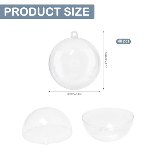Miniatura 2 de Pilikoll 40 Piezas Ø6cm Bolas Navidad Transparentes Bola De Adorno Transparente Rellenable Bolas De Plástico Bolas De Navidad De Plástico Bricolaje Bolas Navideños Para Vacaciones, Bodas, Fiestas