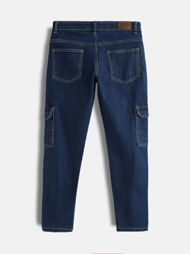 Image of Urbano Juniors Boy's Regular Fit Washed Denim Cargo Jeans with 6 Pockets Stretchable