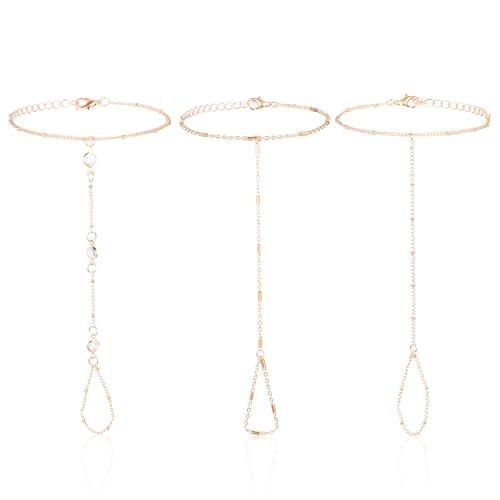 KFHENSOMR Handkette Gold 4 Stück Goldenes Edelstahl...