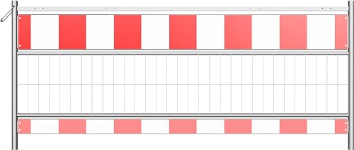 BAUZAUNWELT Grille de barrière selon TL pour barrière visible des tranchées et autres zones de chantier - Film rétroréfléchissant rouge blanc RA1/A - Poids : 28 kg...